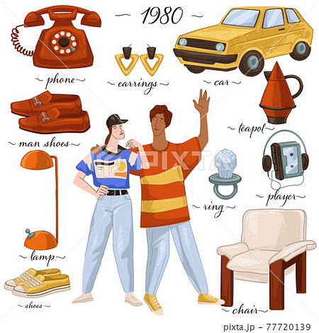 Fashion and clothes, furniture and objects of 80s 77720139