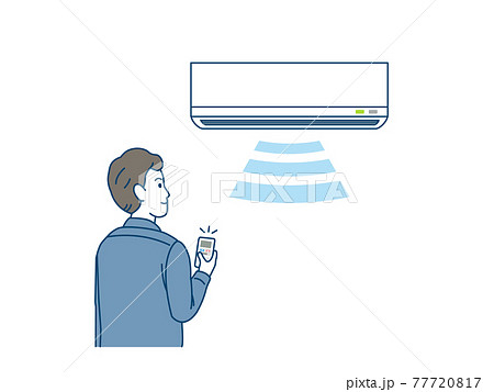 エアコン クーラーをつける男性 イラスト素材のイラスト素材