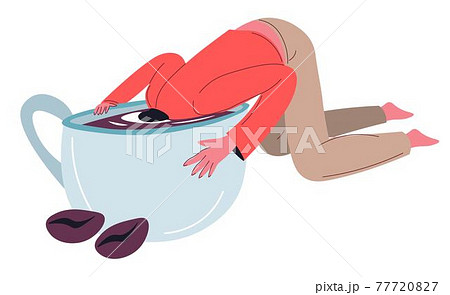 Coffee and caffeine addiction, drowning in cup 77720827