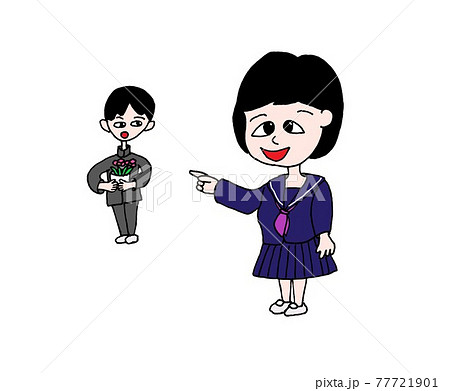 女子生徒に指差される男子生徒 女子生徒に指差される男子生徒 77721901