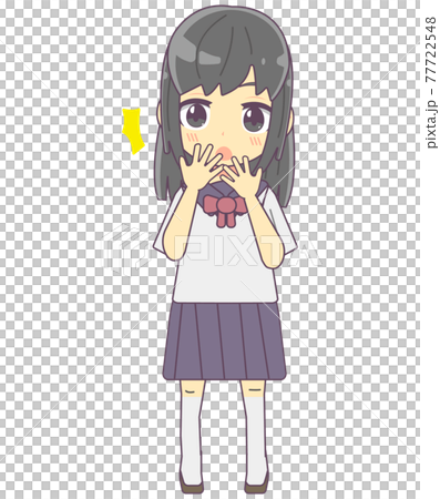 驚いている表情の女子学生のイラスト素材のイラスト素材