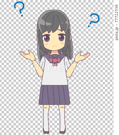 お手上げ状態の女子学生のイラスト素材 お手上げ状態の女子学生のイラスト素材 77722556
