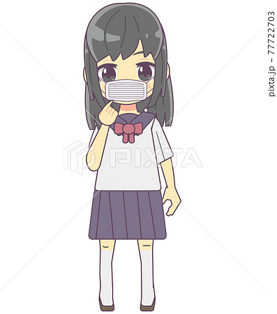 マスクをした女子学生のイラスト素材のイラスト素材