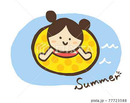 かわいい海水浴 女の子 夏 Summer 手書きイラスト素材のイラスト素材