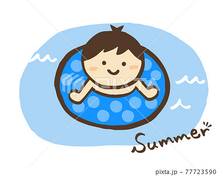 かわいい海水浴 男の子 夏 Summer 手書きイラスト素材のイラスト素材