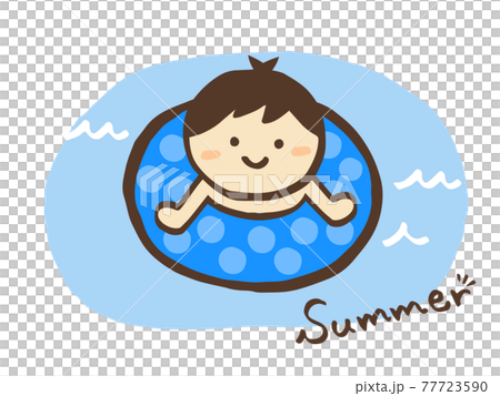 かわいい海水浴 男の子 夏 Summer 手書きイラスト素材のイラスト素材