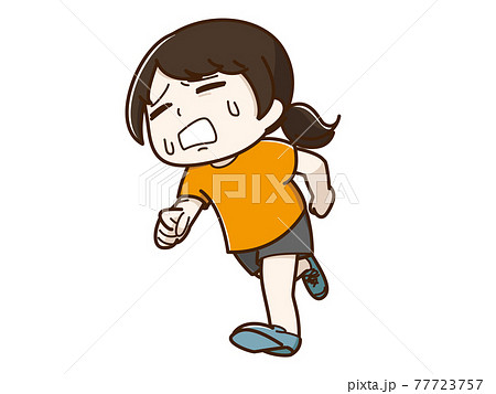がんばって走っている女性のイラスト素材