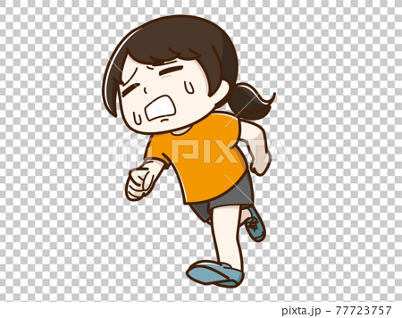 がんばって走っている女性のイラスト素材