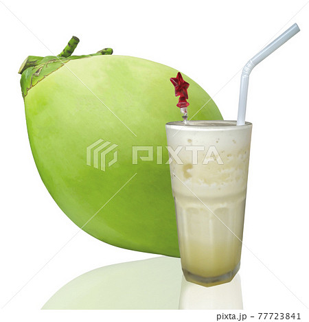 Coconut Blended with Young Green Coconut isolate on white background. 77723841