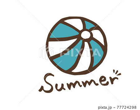 かわいい海水浴 ビーチボール 夏 Summer 手書き文字イラスト素材のイラスト素材
