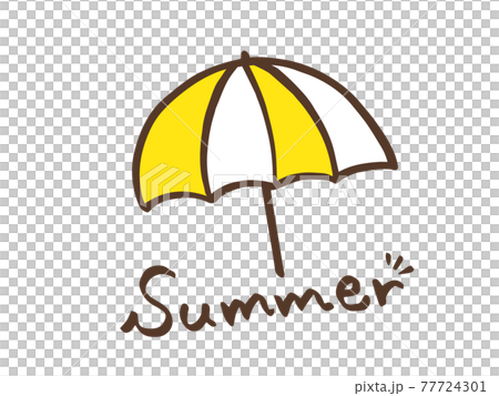 かわいい海水浴 パラソル 夏 Summer 手書き文字イラスト素材のイラスト素材