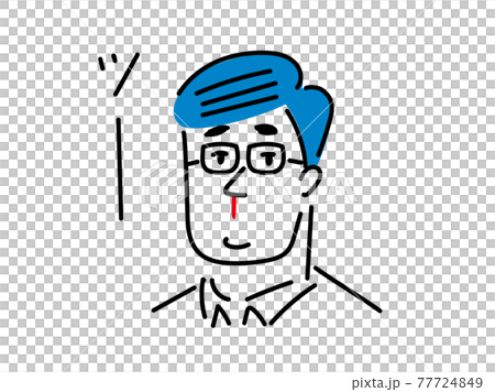 戴眼鏡流鼻血的男人插畫素材 77724849