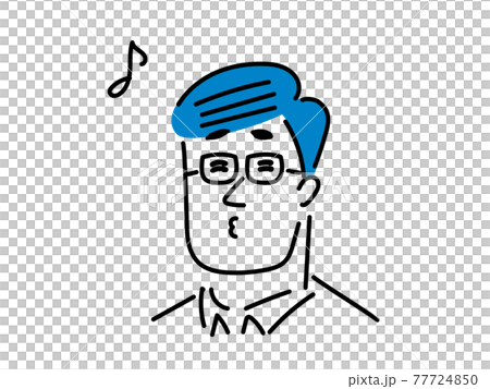 一個戴微笑眼鏡吹口哨的男人的插畫素材 一個戴微笑眼鏡吹口哨的男人的插畫素材 77724850