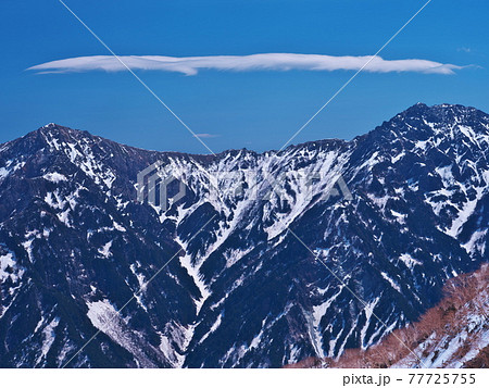残雪の立山黒部アルペンルート 赤沢岳とスバリ岳にかかる傘雲 残雪の立山黒部アルペンルート 赤沢岳とスバリ岳にかかる傘雲 77725755