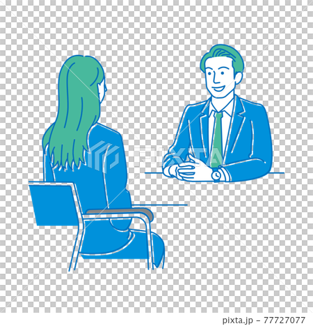 男性面接官に面接を受ける女性のイラスト素材