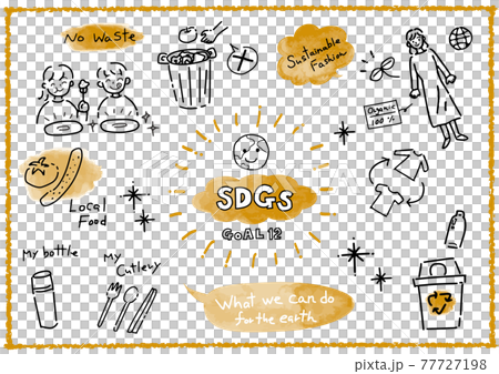 SDGs 目標 12 簡單的線條畫集“製造的責任和使用的責任” 77727198