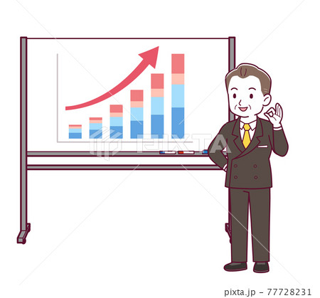 ホワイトボードで成績を伝える人 77728231