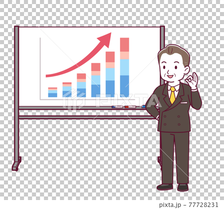 ホワイトボードで成績を伝える人 77728231