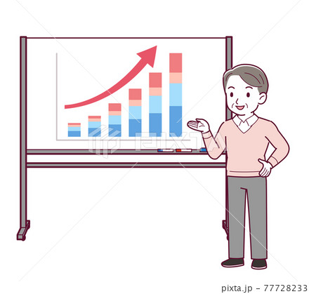ホワイトボードで成績を伝える人 77728233