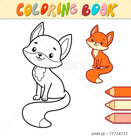 Coloring book or page for kids. fox black and white  77728715