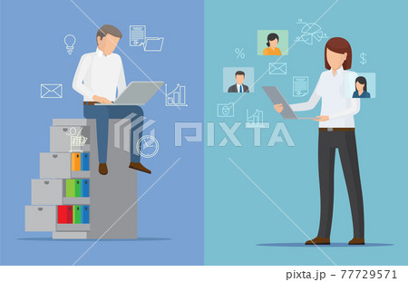 Two Colorful Business Cards Vector Illustration Two Colorful Business Cards Vector Illustration 77729571