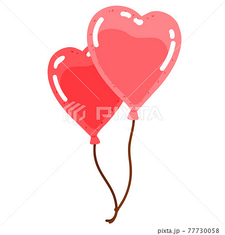 手描きのシンプルなハートの風船のイラスト 主線なしのイラスト素材