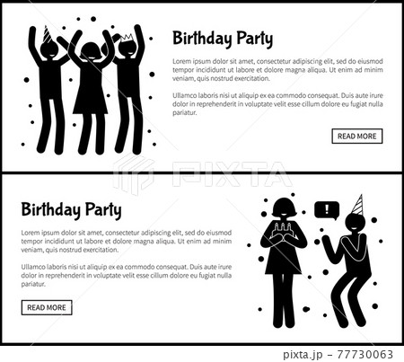 Birthday Party Posters with People Silhouettes Birthday Party Posters with People Silhouettes 77730063