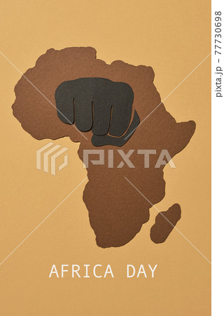 silhouette of africa and text africa day 77730698