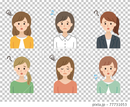 困り顔の女性 シンプルなイラスト素材のイラスト素材
