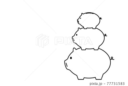 貯金のイメージ、積み重なる豚の貯金箱 77731583