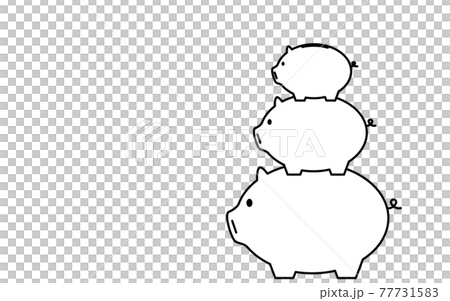 貯金のイメージ、積み重なる豚の貯金箱 77731583