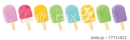 カラフルなアイスキャンディーの水彩イラストセット カラフルなアイスキャンディーの水彩イラストセット 77731822