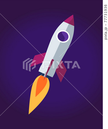 Space Rocket Ship Poster, Vector Illustration 77731936