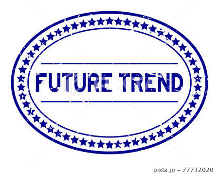 Grunge blue future trend word oval rubber seal stamp on white background 77732020