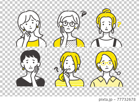 シンプルな線画ベクターイラスト素材 ネガティブ 困惑のイラスト素材