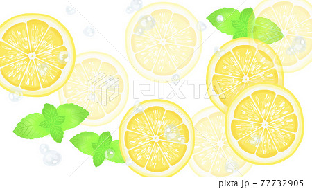 レモンと水滴とミントの背景素材のイラスト素材