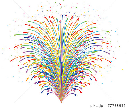 カラフルな曲線の噴水 77733955