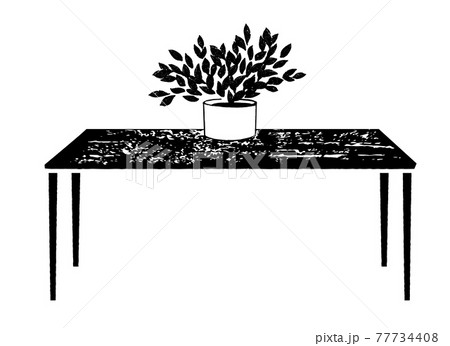 インテリアの手描きイラスト テーブルのイラスト のイラスト素材