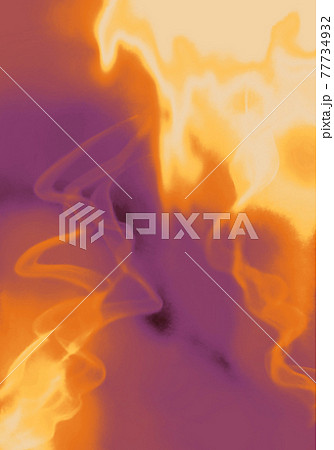 幻想的なオレンジ色の炎と紫がかった煙の背景イラスト のイラスト素材