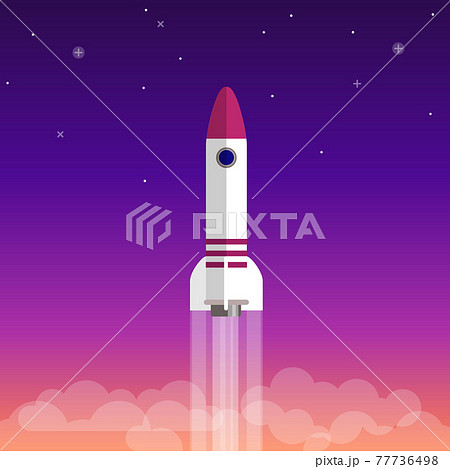 Vector flat rocket launching to space - startup, project launch, innovation concept 77736498