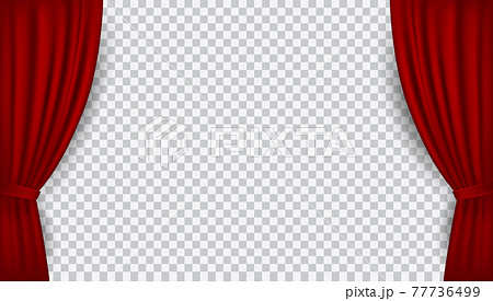 Vector realistic red velvet open curtains isolated on transparent background 77736499
