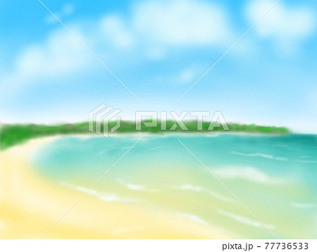 青空とエメラルドグリーンの海のイラストのイラスト素材 [77736533 