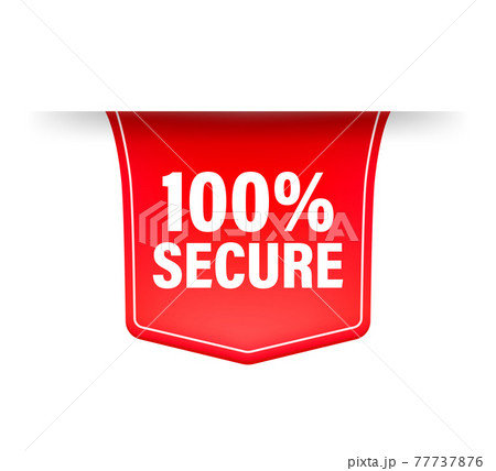 Icon with red 100 secure ribbon for concept design. Business concept. Data protection. Icon with red 100 secure ribbon for concept design. Business concept. Data protection. 77737876