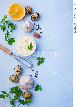 Homemade mayonnaise sauce with ingredient Homemade mayonnaise sauce with ingredient 77739794