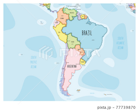 South America map - hand-drawn cartoon style - Stock Illustration  [77739870] - PIXTA