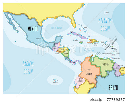Central America map - hand-drawn cartoon style - Stock Illustration  [77739877] - PIXTA