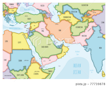 Middle East map - hand-drawn cartoon style 77739878