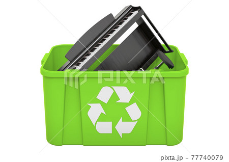 Recycling trashcan with digital piano. 3D rendering 77740079