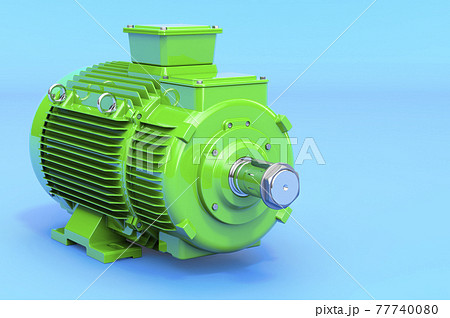 Green industrial electric motor, 3D rendering Green industrial electric motor, 3D rendering 77740080