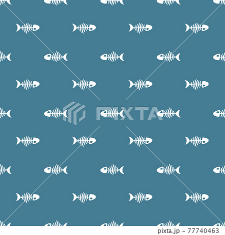 Fish bones Seamless pattern. Fish skeleton sketch, Hand drawn Cartoon Vector illustration Fish bones Seamless pattern. Fish skeleton sketch, Hand drawn Cartoon Vector illustration 77740463